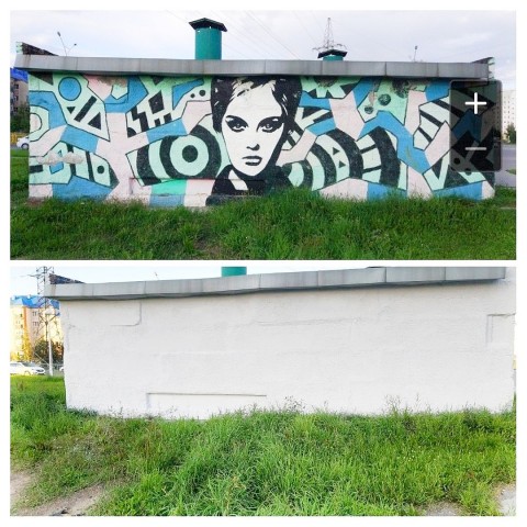 В Нижневартовске коммунальщики закрасили граффити "Вартовчанка"