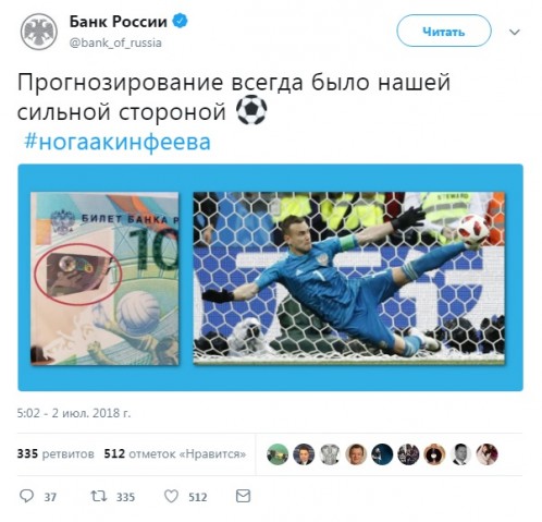 Центробанк предсказал, что Игорь Акинфеев спасёт сборную в матче с Испанией