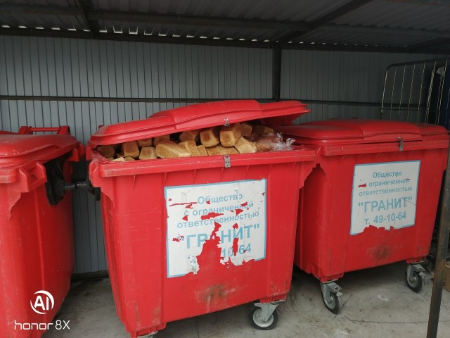 Вартовчан возмутил заполненный хлебом мусорный контейнер
