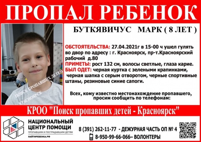 В Красноярске полицейские и волонтёры ищут восьмилетнего мальчика