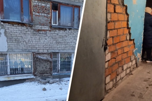 В Тюмени у жилого дома на ул. Ставропольской обвалилась кирпичная стена В Тюмени у жилого дома на ул. Ставропольской обвалилась кирпичная стена
