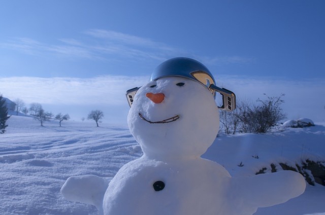 В подмосковных Химках в одном из дворов телевизор заменил голову снеговику