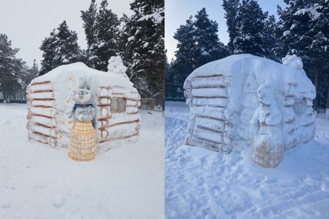 В Белом Яре дети-вандалы разрушили снежные фигуры